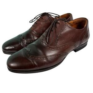 Wolf & Shepard Lace Up Leather Wing Tip Oxford Mens Dress Shoe Size 9 1/2 A